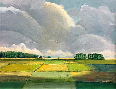 Chris Stoffel Overvoorde painting, Sun-Lit Landscape for sale from Eyekons Gallery